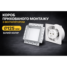 Вентилятор прихованого монтажу HEWA D125 BB-125-W білий (підшибник)