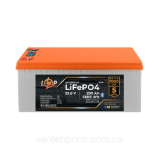 Акумулятор LP LiFePO4 25,6V - 230 Ah (5888Wh) (BMS 200A/100А) пластик LCD Smart BT