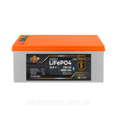 Акумулятор LP LiFePO4 25,6V - 230 Ah (5888Wh) (BMS 200A/100А) пластик LCD Smart BT