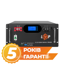 Акумулятор LP LiFePO4 51,2V - 120 Ah 6000Wh (Smart BMS 100A) с LCD RM AB RS485/CAN