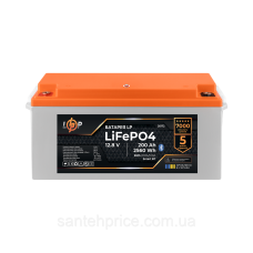 Акумулятор LP LiFePO4 12,8V - 200 Ah (2560Wh) (BMS 200A/100А) пластик Smart BT
