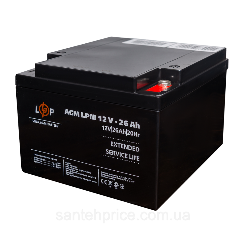 Акумулятор AGM LPM 12V - 26 Ah під болт М5