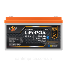 Акумулятор LP LiFePO4 12,8V - 100 Ah (1280Wh) (BMS 100A/50А) пластик LCD Smart BT