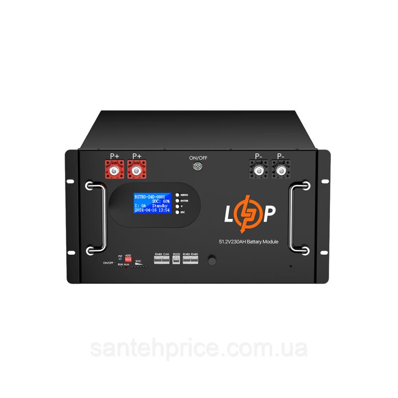Акумулятор LP LiFePO4 51,2V - 230 Ah (11776Wh) (Smart BMS 200A) с LCD RM AB RS485/CAN