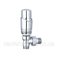 Кран термостат AQUA-WORLD  1/2  УГЛОВОЙ ХРОМ   XF50647+XF683С  2*40