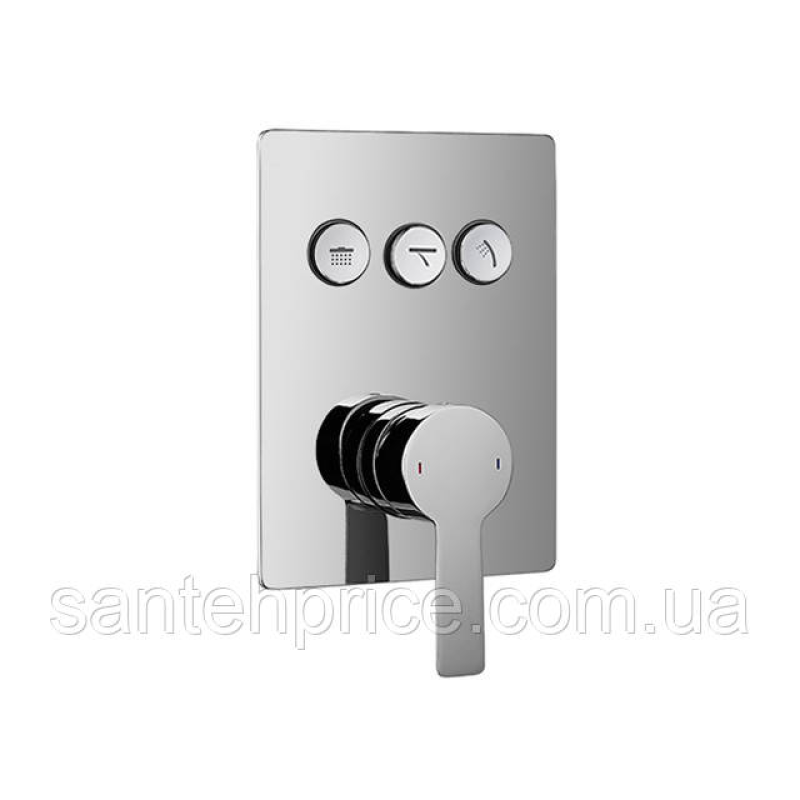 SPRING змішувач прихованого монтажу GoClick 3 кнопки вертикаль. панель Хром Sp7301A-D117 1*4
