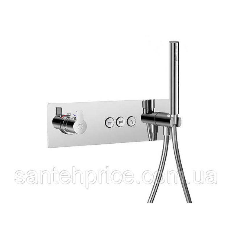 SPRING змішувач прихованого монтажу GoClick 3 кнопки ГОРИЗ. панель ТЕРМОСТАТ Хром Spa7308-687 1*2