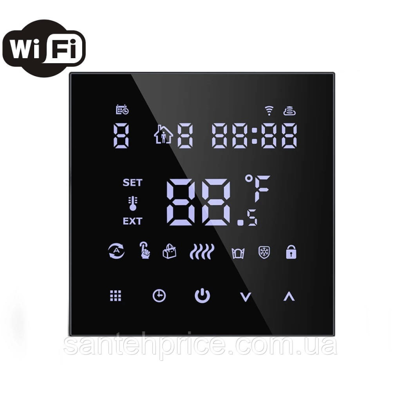 Термостат кімнатний Tuya для електричної теплої підлоги Wifi (16A)  black